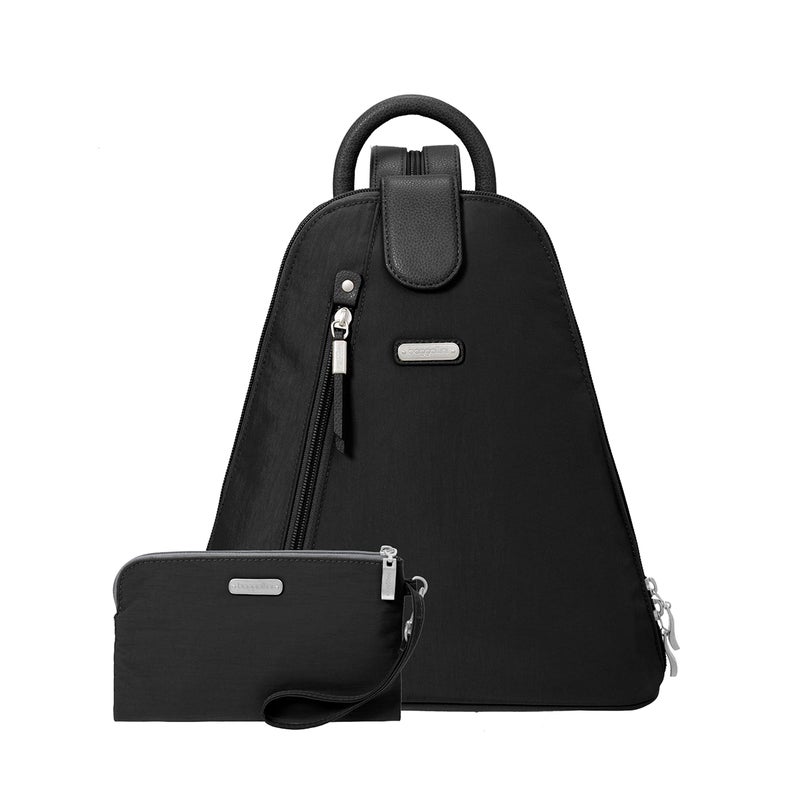 Baggallini حقيبة ظهر باغاليني ميترو مع حزام معصم للهاتف بتقنية RFID - حقيبة قابلة للتحويل 9x11 للنساء مع أحزمة كتف قابلة للتعديل - Image 1